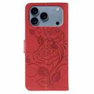 For iPhone 17 Pro Rose Butterfly Embossed Leather Phone Case(Red) - 3