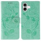 For iPhone 17 Rose Butterfly Embossed Leather Phone Case(Green) - 1