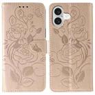 For iPhone 17 Rose Butterfly Embossed Leather Phone Case(Rose Gold) - 1