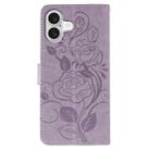 For iPhone 17 Rose Butterfly Embossed Leather Phone Case(Purple) - 3