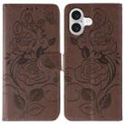 For iPhone 17 Rose Butterfly Embossed Leather Phone Case(Brown) - 1