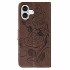 For iPhone 17 Rose Butterfly Embossed Leather Phone Case(Brown) - 3