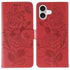 For iPhone 17 Rose Butterfly Embossed Leather Phone Case(Red) - 1