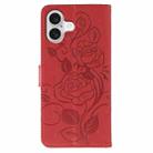 For iPhone 17 Rose Butterfly Embossed Leather Phone Case(Red) - 3