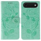 For iPhone 17 Air Rose Butterfly Embossed Leather Phone Case(Green) - 1