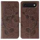 For iPhone 17 Air Rose Butterfly Embossed Leather Phone Case(Brown) - 1