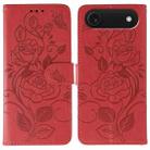 For iPhone 17 Air Rose Butterfly Embossed Leather Phone Case(Red) - 1