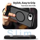 For iPhone 16e Frosted Holder PC Hybrid TPU MagSafe Phone Case(Black) - 3