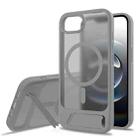 For iPhone 16e Frosted Holder PC Hybrid TPU MagSafe Phone Case(Dark Grey) - 1
