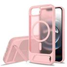For iPhone 16e Frosted Holder PC Hybrid TPU MagSafe Phone Case(Pink) - 1