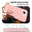 For iPhone 16e Frosted Holder PC Hybrid TPU MagSafe Phone Case(Pink) - 3