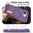 For iPhone 16e Frosted Holder PC Hybrid TPU MagSafe Phone Case(Purple) - 3