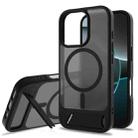 For iPhone 16 Pro Max Frosted Holder PC Hybrid TPU MagSafe Phone Case(Black) - 1