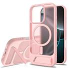 For iPhone 16 Pro Max Frosted Holder PC Hybrid TPU MagSafe Phone Case(Pink) - 1