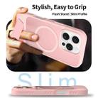 For iPhone 16 Pro Max Frosted Holder PC Hybrid TPU MagSafe Phone Case(Pink) - 3