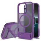For iPhone 16 Pro Max Frosted Holder PC Hybrid TPU MagSafe Phone Case(Purple) - 1