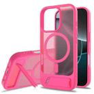For iPhone 16 Pro Frosted Holder PC Hybrid TPU MagSafe Phone Case(Rose Red) - 1