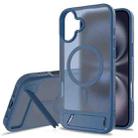 For iPhone 16 Plus Frosted Holder PC Hybrid TPU MagSafe Phone Case(Royal Blue) - 1