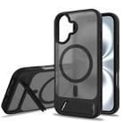 For iPhone 16 Frosted Holder PC Hybrid TPU MagSafe Phone Case(Black) - 1