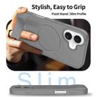 For iPhone 16 Frosted Holder PC Hybrid TPU MagSafe Phone Case(Dark Grey) - 3