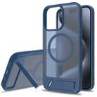 For iPhone 15 Pro Max Frosted Holder PC Hybrid TPU MagSafe Phone Case(Royal Blue) - 1