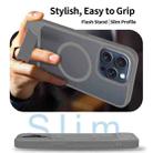 For iPhone 15 Pro Frosted Holder PC Hybrid TPU MagSafe Phone Case(Dark Grey) - 3