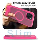 For iPhone 15 Plus Frosted Holder PC Hybrid TPU MagSafe Phone Case(Rose Red) - 3