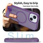 For iPhone 15 Frosted Holder PC Hybrid TPU MagSafe Phone Case(Purple) - 3