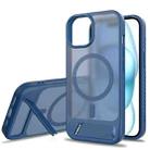 For iPhone 15 Frosted Holder PC Hybrid TPU MagSafe Phone Case(Royal Blue) - 1