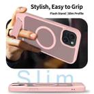 For iPhone 14 Plus Frosted Holder PC Hybrid TPU MagSafe Phone Case(Pink) - 3