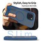 For iPhone 14 Plus Frosted Holder PC Hybrid TPU MagSafe Phone Case(Royal Blue) - 3