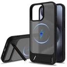 For iPhone 14 Pro Frosted Holder PC Hybrid TPU MagSafe Phone Case(Black) - 1