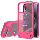 For iPhone 14 Pro Frosted Holder PC Hybrid TPU MagSafe Phone Case(Rose Red) - 1