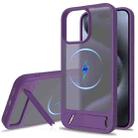 For iPhone 14 Pro Frosted Holder PC Hybrid TPU MagSafe Phone Case(Purple) - 1