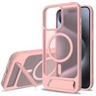 For iPhone 14 Pro Max Frosted Holder PC Hybrid TPU MagSafe Phone Case(Pink) - 1