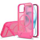 For iPhone 12 Pro Frosted Holder PC Hybrid TPU MagSafe Phone Case(Rose Red) - 1