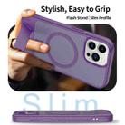 For iPhone 12 Pro Frosted Holder PC Hybrid TPU MagSafe Phone Case(Purple) - 3