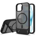 For iPhone 12 Frosted Holder PC Hybrid TPU MagSafe Phone Case(Black) - 1
