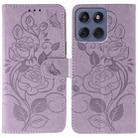 For Motorola Edge 60 Fusion 5G Rose Butterfly Embossed Leather Phone Case(Purple) - 1