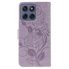 For Motorola Edge 60 Fusion 5G Rose Butterfly Embossed Leather Phone Case(Purple) - 3