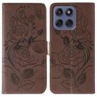 For Motorola Edge 60 Fusion 5G Rose Butterfly Embossed Leather Phone Case(Brown) - 1