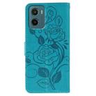 For Motorola Moto G05 / E15 Rose Butterfly Embossed Leather Phone Case(Blue) - 3