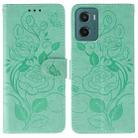 For Motorola Moto G05 / E15 Rose Butterfly Embossed Leather Phone Case(Green) - 1