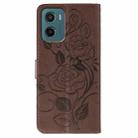 For Motorola Moto G05 / E15 Rose Butterfly Embossed Leather Phone Case(Brown) - 3