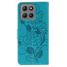 For Motorola Moto G15 Rose Butterfly Embossed Leather Phone Case(Blue) - 3