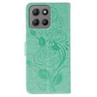 For Motorola Moto G15 Rose Butterfly Embossed Leather Phone Case(Green) - 3