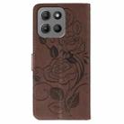 For Motorola Moto G15 Rose Butterfly Embossed Leather Phone Case(Brown) - 3