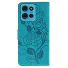 For Motorola Moto G75 5G Rose Butterfly Embossed Leather Phone Case(Blue) - 3