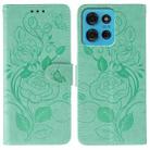 For Motorola Moto G75 5G Rose Butterfly Embossed Leather Phone Case(Green) - 1