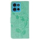 For Motorola Moto G75 5G Rose Butterfly Embossed Leather Phone Case(Green) - 3